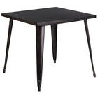Flash Furniture 31.75" Square Black-Antique Gold Metal Indoor-Outdoor Table-Metal Cafe Table