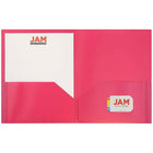 JAM Paper Plastic POP Two Pocket Folder, Pink, 12 Pack (86524pidg)-2 pocket