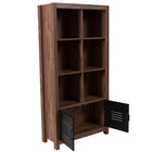 Flash Furniture New Lancaster Collection 59.5"H 6 Cube Storage Organizer Bookcase - Crosscut Oak Wood Grain Finish-Two Enclosed Storage Compartments