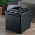 Winsome Ashford 15" x 15" Ottoman with Storage, Faux-Leather, Black (20415)-Wipe with damp cloth to clean