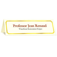 St. James Classic Tent Cards - 2-3/4 x 8-1/2" - Laser/Inkjet Printable - Ivory - Gold Foil - 50 Pack-Premium 65 lb cover paper, classic gold foil