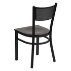 Flash Furniture HERCULES Series Black Grid Back Metal Restaurant Chair - Mahogany Wood Seat-Mahogany Finished Wood Seat