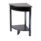 Winsome Liso Corner Table, Cube Storage and Shelf, Espresso-Combination of solid and composite wood corner desk with Espresso finish from our coordinated Liso line of home office furniture is 31.1" H. x 20.5" W. x 20.5" D.  The desk has 2 open shelves for storage; matches in height with the printer stand and file cabinet .  It comes ready to assemble with hardware and tools
