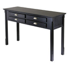 Winsome Timber Hall/Console Table, Drawers, Black-This piece offers a subtle touch to dress up or dress down any living room. It is uniquely casual yet sophisticated, and incredibly affordable for solid wood furniture.  Match with End Table (20124) and Coffee Table ( 20238)  collection.