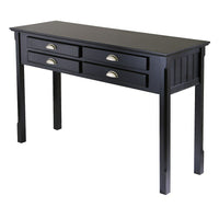 Winsome Timber Hall/Console Table, Drawers, Black-This piece offers a subtle touch to dress up or dress down any living room. It is uniquely casual yet sophisticated, and incredibly affordable for solid wood furniture.  Match with End Table (20124) and Coffee Table ( 20238)  collection.