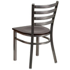 Flash Furniture HERCULES Series Clear Coated Ladder Back Metal Restaurant Chair - Walnut Wood Seat-500 lb. Weight Capacity