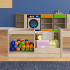 Flash Furniture Bright Beginnings Commercial Grade Modular Double Sided 2Tier Wooden Classroom Book Display Shelf w/ Storage Bin-Quick and Easy Assembly with Included Materials