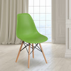 Flash Furniture Elon Series Green Plastic Chair with Wooden Legs-Protective Plastic Floor Glides