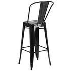 Flash Furniture 30" High Black Metal Indoor-Outdoor Barstool with Back-Curved Back with Vertical Slat