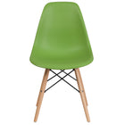 Flash Furniture Elon Series Green Plastic Chair with Wooden Legs - 2 Pack-Set of 2 Plastic Side Chair