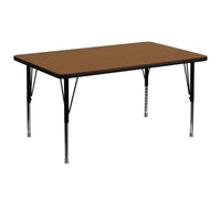 Flash Furniture 30"W x 48"L Rectangular Oak HP Laminate Activity Table - Height Adjustable Short Legs-Popular Rectangular Activity Table