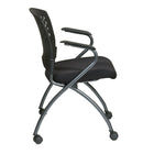 Pro-Line Deluxe Folding Chair with Ventilated Plastic Wrap Around Back, Black, 2 Pack-Black Fabric Padded Seat