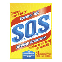 SOS Steel Wool Soap Pads - 50 Pack-Powerful combination of durable steel wool and long-lasting soap