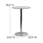 Flash Furniture 23.5" Round Glass Table with 35.5"H Chrome Base-Base Diameter: 17.5"