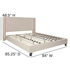 Flash Furniture Riverdale King Size Tufted Upholstered Platform Bed - Beige Fabric-45 Wood Support Slats