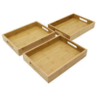Cathay Importers Bamboo Rectangle Tray, Small, 3 Pack-Tray, Serving tray, Organizing tray, Accent tray