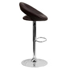 Flash Furniture Contemporary Brown Vinyl Rounded Orbit-Style Back Adjustable Height Barstool with Chrome Base-Brown Vinyl Upholstery