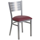 Flash Furniture HERCULES Series Silver Slat Back Metal Restaurant Chair - Burgundy Vinyl Seat-500 lb. Weight Capacity