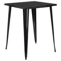 Flash Furniture 31.5" Square Black Metal Indoor-Outdoor Bar Height Table-Metal Cafe Bar Table