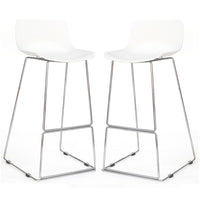 Cathay Importers White Low Back Counter Stool with Chrome Sled Legs, 2 Pack-Counter Stool