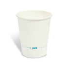 Perk Paper Hot Cups - 8 oz. - White - 50 Pack-Lined with poly to protect against leaks