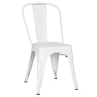 Nicer Furniture Stackable Industrial Tolix A Style Side Chair - Metal - White-Perfect to be used for your Dining Room, Patio, Living Room and Office