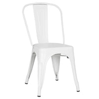 Nicer Furniture Stackable Industrial Tolix A Style Side Chair - Metal - White-Perfect to be used for your Dining Room, Patio, Living Room and Office