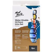 Mont Marte Water Mixable Oil Paint Intro Set - 18ml - 8 Assorted Colours-Heavy bodied oil paint which can be diluted with water and dries to a satin finish
