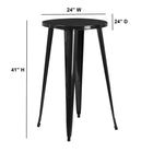24'' Round Black Metal Indoor-Outdoor Bar Height Table (CH-51080-40-BK-GG)-24"W x 24"D x 41"H