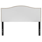 Flash Furniture Lexington Upholstered Full Size Headboard with Accent Nail Trim - White Fabric-Transitional Style