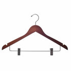 Eddie's Hang-Up Display Ltd. Wooden Suit Hanger, 17.5", Cherry, 100 Pack-Flat wooden suit hanger with clips