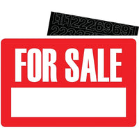 HeadLine 8"x12" "FOR SALE" Sign-Extremely durable and visible white on red styrene signs can be used indoors or outdoors