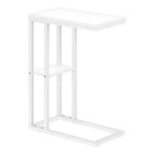 Monarch Specialties 3676 Accent Table - 25"H/White/White Metal-C-shaped accent table with a base that can be slid underneath sofas for convenience