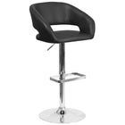 Flash Furniture Contemporary Black Vinyl Adjustable Height Barstool with Rounded Mid-Back & Chrome Base-Rounded Mid-Back Design