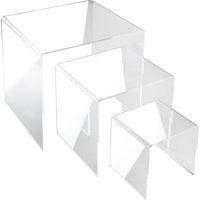 Large Square Acrylic Risers, 4", 6", 8", Sets of 3, 2 Pack-Ideal for displaying larger retail items