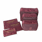 Nicci 6-Piece Luggage Organizer Set - Wine-210D Ripstop Fabric and Mesh