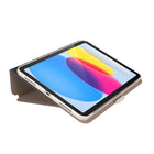 Speck Balance Folio Case for iPad (A16/10th Generation) - Almond Milk/Mocha/Charcoal-Magnetic camera shield snaps into place