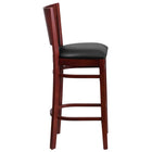 Flash Furniture Lacey Series Solid Back Mahogany Wood Restaurant Barstool - Black Vinyl Seat-Solid Back Design