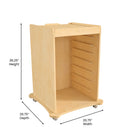 Flash Furniture Bright Beginnings Commercial Space Saving Wooden Mobile STEAM Wall Accessory Board Storage Cart - Natural-Greenguard Certified Wood for Healthier Air Quality