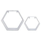 Truu Design Decorative Hexagon Floating Wall Shelves, Set of 2, 13.75 x 13 inches, White-L: 12"L x 13.75"H x 7.25"W / S: 8.5"L x 9.75"H x 6.25"W