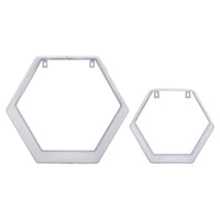 Truu Design Decorative Hexagon Floating Wall Shelves, Set of 2, 13.75 x 13 inches, White-L: 12"L x 13.75"H x 7.25"W / S: 8.5"L x 9.75"H x 6.25"W