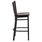 Flash Furniture HERCULES Series Black Vertical Back Metal Restaurant Barstool - Walnut Wood Seat-Vertical Back Design