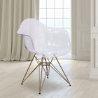 Flash Furniture Alonza Series Transparent Side Chair with Gold Base-Adjustable Floor Glides