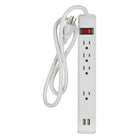Globe 4 3' outlets with 2 USB Port Power Bar, White (78087)-For general indoor use