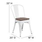Flash Furniture Metal Stackable Chair with Wood Seat - White-Cross Brace under seat provides extra stability