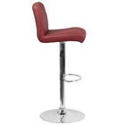 Flash Furniture Contemporary Burgundy Vinyl Adjustable Height Barstool with Rolled Seat & Chrome Base-Burgundy Vinyl Upholstery