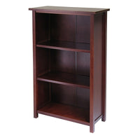 Winsome Milan Storage Shelf or Bookcase 4-Tier- Medium, Antique Walnut-This spacious shelf is ideal for displaying your treasure or storage your books.