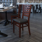 Flash Furniture Darby Series Slat Back Walnut Wood Restaurant Chair - Black Vinyl Seat-Solid European Beech Hardwood Construction