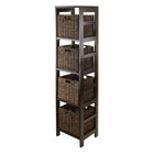 Winsome Granville 5-Piece Storage Tower Shelf with 4 Foldable Baskets, Espresso-Granville Open Storage Shelf with Foldable Baskets is perfect to storage and organized your goodies.