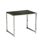 Yield End Table with Chrome Frame and Black Glass Top-Tempered Black Glass Top